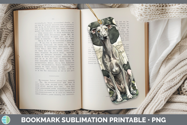 Dogs 01 Angel Greyhound Bookmark Sublimation Printable Desig