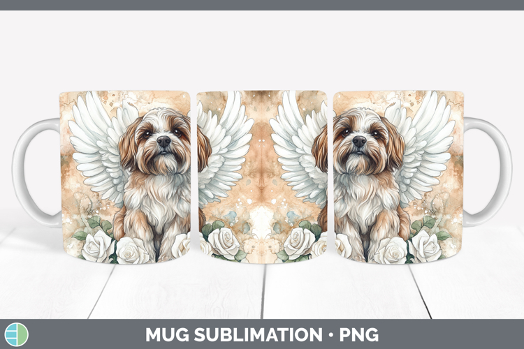 Dogs 01 Angel Lhasa Apso Mug Wrap Sublimation Coffee Cup Des