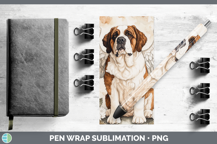 Dogs 01 Angel Saint Bernard Pen Wrap Sublimation Pen Designs