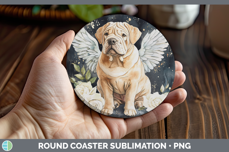 Dogs 01 Angel Shar Pei Round Coaster Sublimation Coaster Des