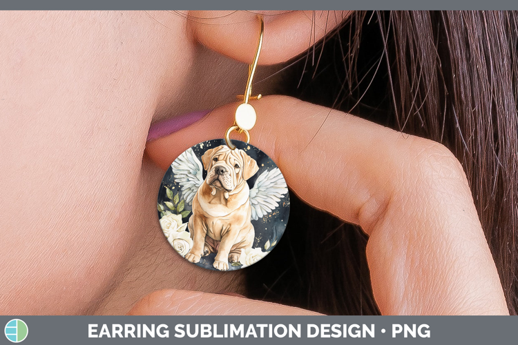 Dogs 01 Angel Shar Pei Round Earrings Sublimation Earrings D