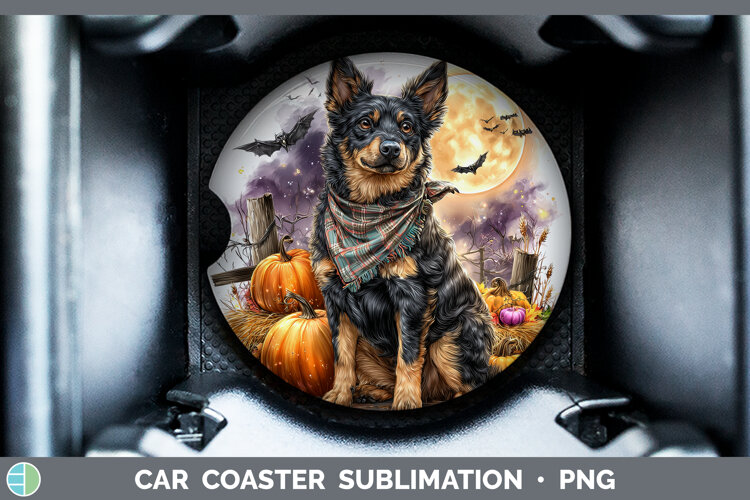 GorgeousDogs 01 Bandana Halloween Car Coaster design.