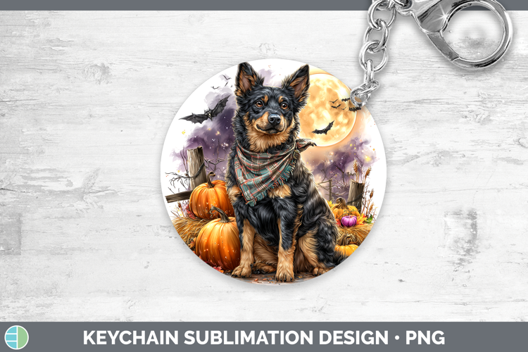 Dogs 01 Bandana Halloween Australian Kelpie Keychain Sublima