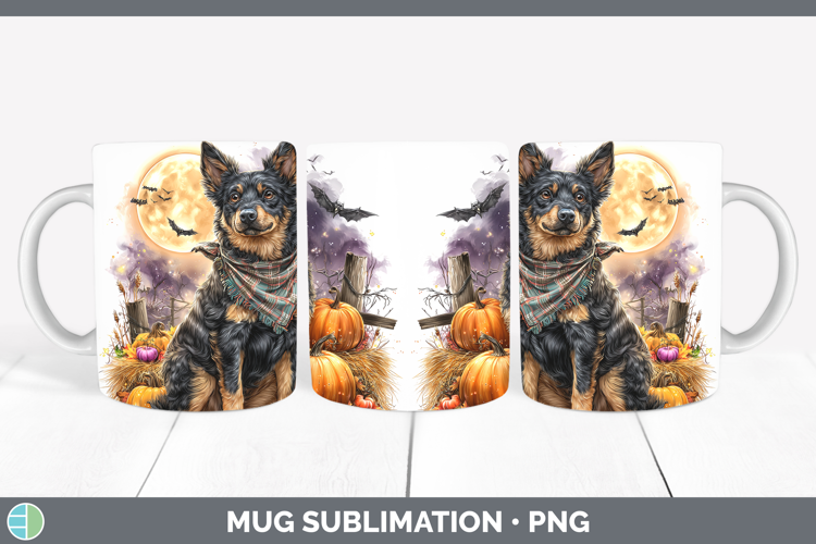Dogs 01 Bandana Halloween Australian Kelpie Mug Wrap Sublima