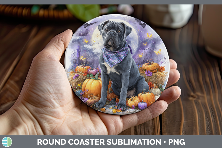 Dogs 01 Bandana Halloween Cane Corso Round Coaster Sublimati