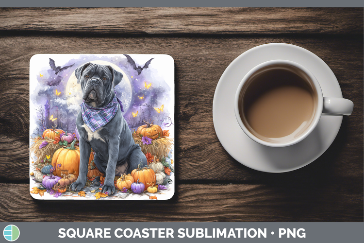 Dogs 01 Bandana Halloween Cane Corso Square Coaster Sublimat