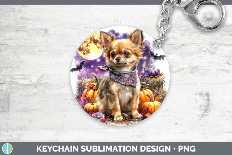 Dogs 01 Bandana Halloween Chihuahua Keychain Sublimation Key