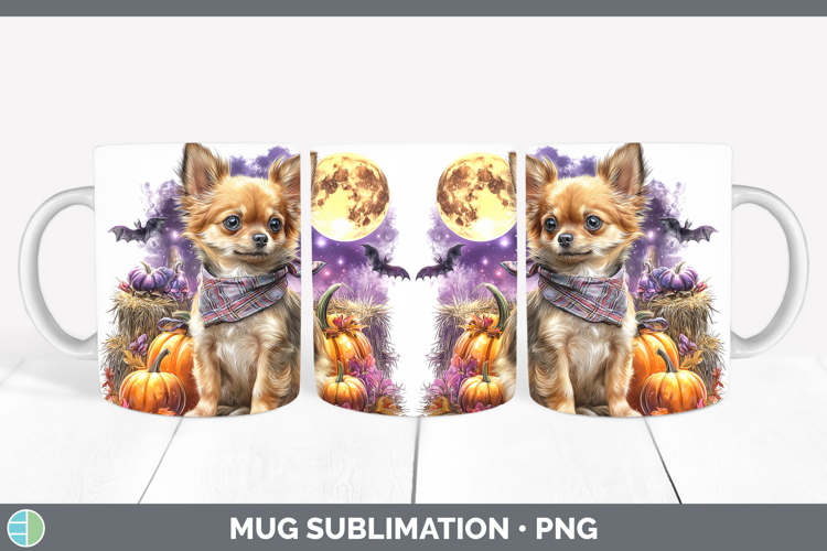 Dogs 01 Bandana Halloween Chihuahua Mug Wrap Sublimation Cof