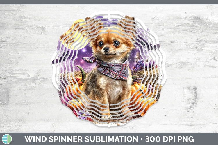 Dogs 01 Bandana Halloween Chihuahua Wind Spinner Sublimation