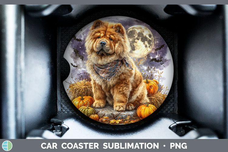 Dogs 01 Bandana Halloween Chow Chow Car Coaster Sublimation