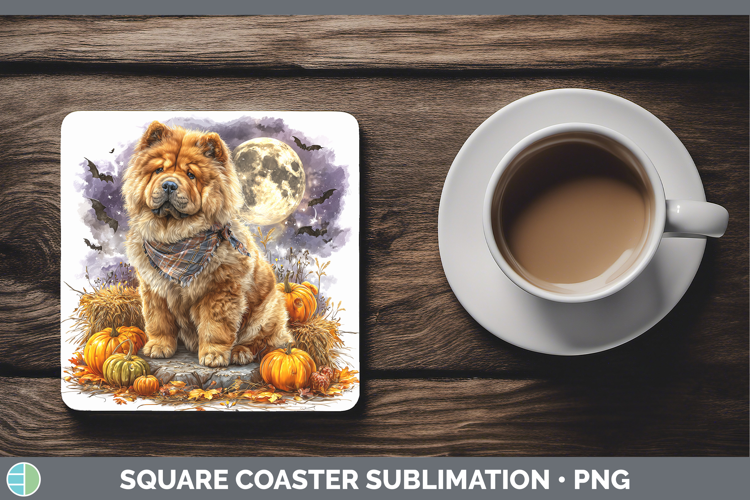 Dogs 01 Bandana Halloween Chow Chow Square Coaster Sublimati