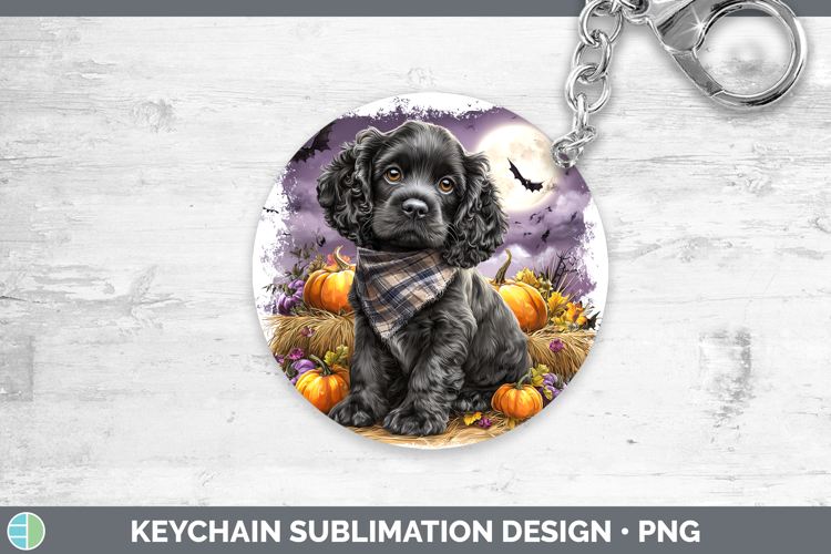 Dogs 01 Bandana Halloween Cocker Spaniel Keychain Sublimatio