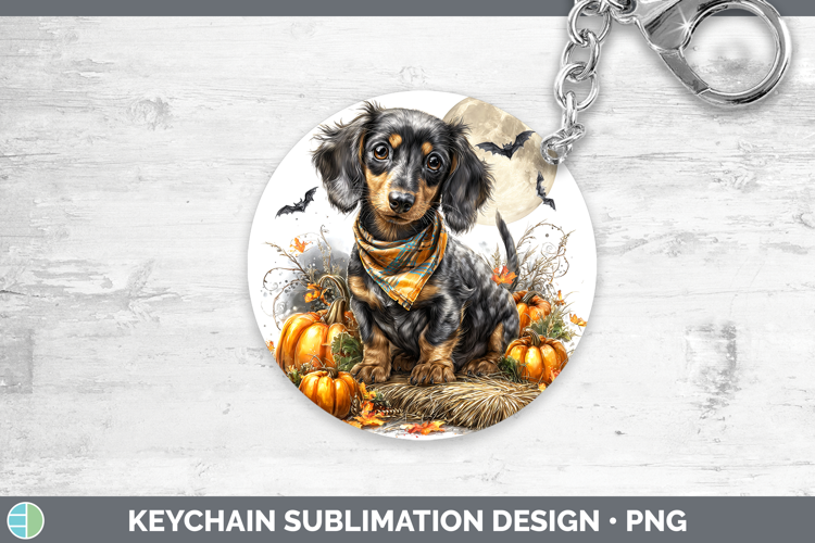 Dogs 01 Bandana Halloween Dachshund Keychain Sublimation Key