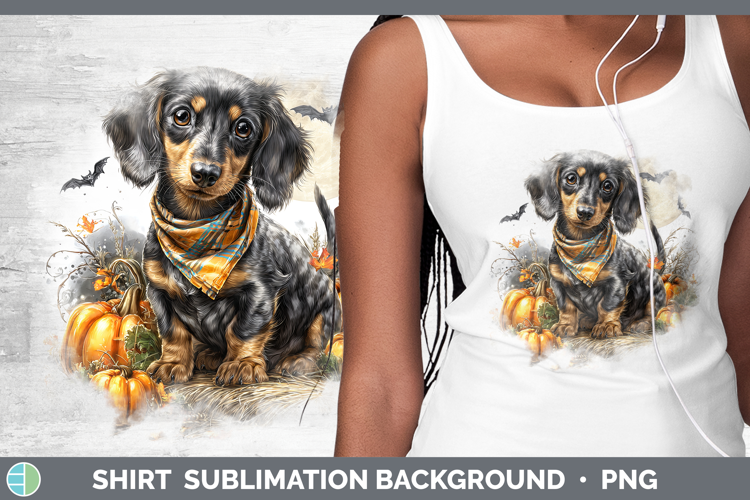 Dogs 01 Bandana Halloween Dachshund Shirt Sublimation Backgr