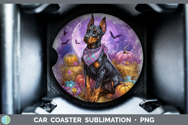 GorgeousDogs 01 Bandana Halloween Car Coaster design.