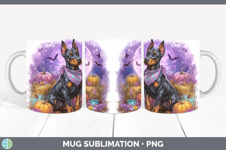 Dogs 01 Bandana Halloween Doberman Pinscher Mug Wrap Sublima
