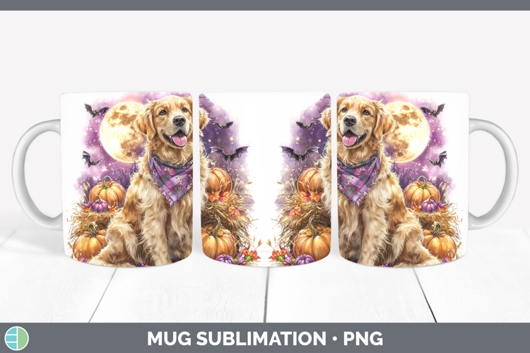 Dogs 01 Bandana Halloween Golden Retriever Mug Wrap Sublimat