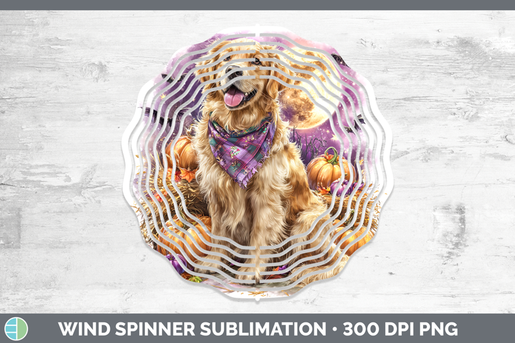 Dogs 01 Bandana Halloween Golden Retriever Wind Spinner Subl