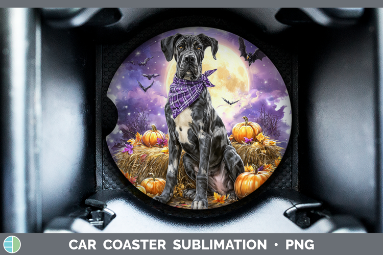 Dogs 01 Bandana Halloween Great Dane Car Coaster Sublimation