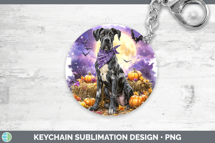 Dogs 01 Bandana Halloween Great Dane Keychain Sublimation Ke