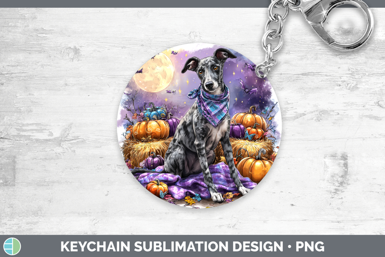 Dogs 01 Bandana Halloween Greyhound Keychain Sublimation Key