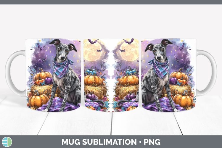 Dogs 01 Bandana Halloween Greyhound Mug Wrap Sublimation Cof