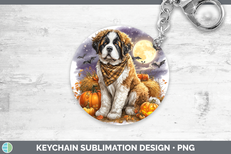 Dogs 01 Bandana Halloween Saint Bernard Keychain Sublimation