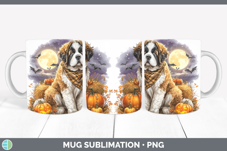 Dogs 01 Bandana Halloween Saint Bernard Mug Wrap Sublimation