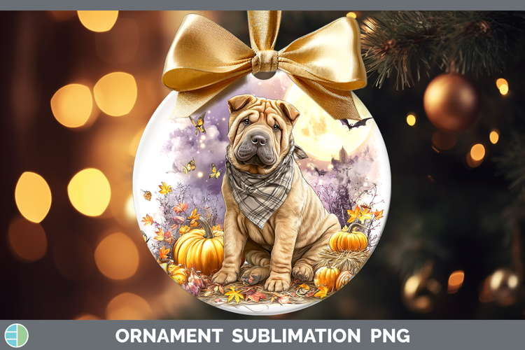 Dogs 01 Bandana Halloween Shar Pei Ornament Sublimation Baub