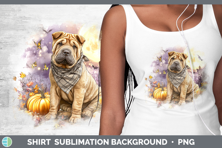 Dogs 01 Bandana Halloween Shar Pei Shirt Sublimation Backgro