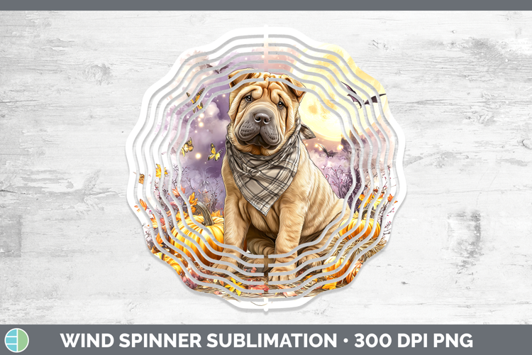 Dogs 01 Bandana Halloween Shar Pei Wind Spinner Sublimation