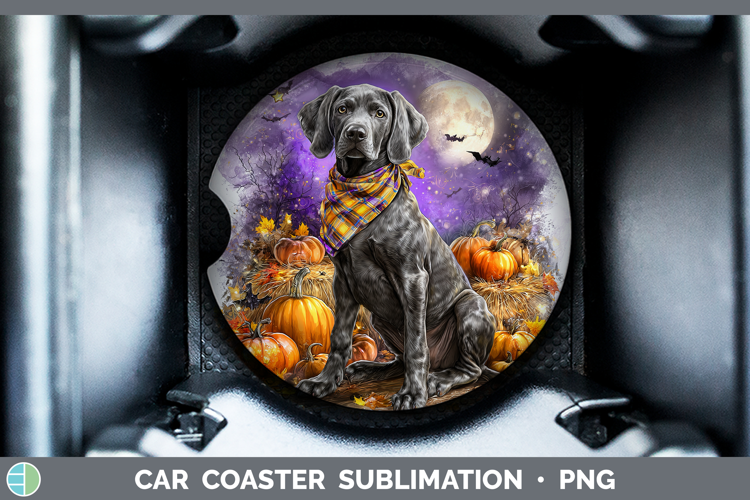 Dogs 01 Bandana Halloween Weimaraner Car Coaster Sublimation