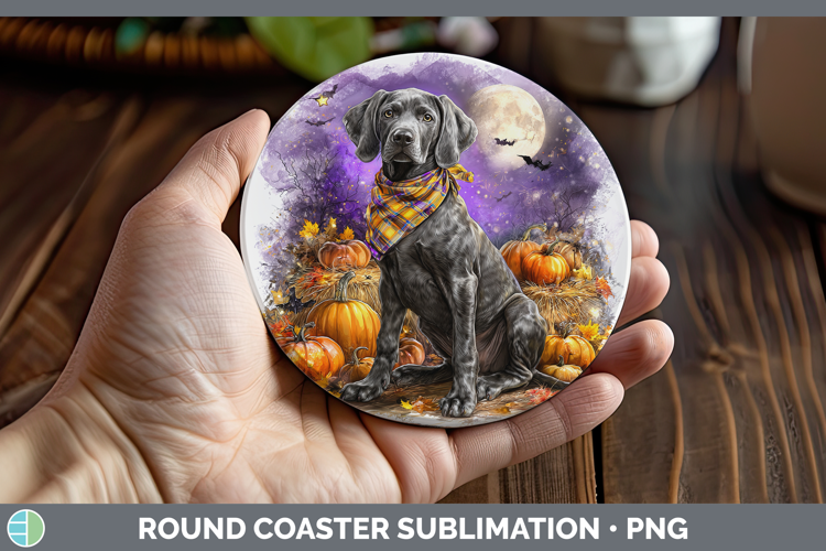 Dogs 01 Bandana Halloween Weimaraner Round Coaster Sublimati