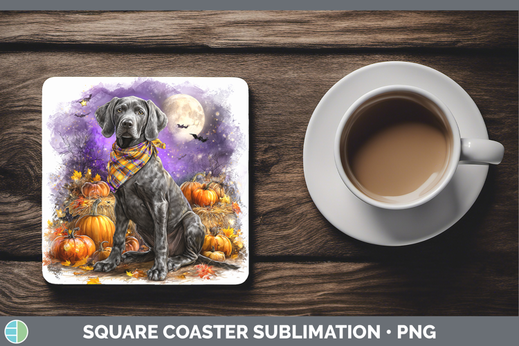 Dogs 01 Bandana Halloween Weimaraner Square Coaster Sublimat