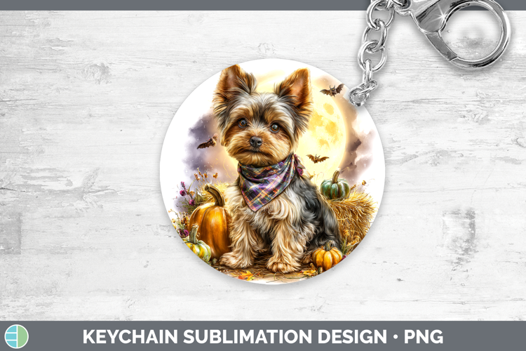 Dogs 01 Bandana Halloween Yorkshire Terrier Keychain Sublima