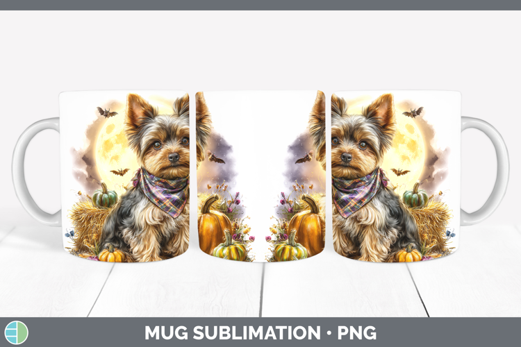 Dogs 01 Bandana Halloween Yorkshire Terrier Mug Wrap Sublima