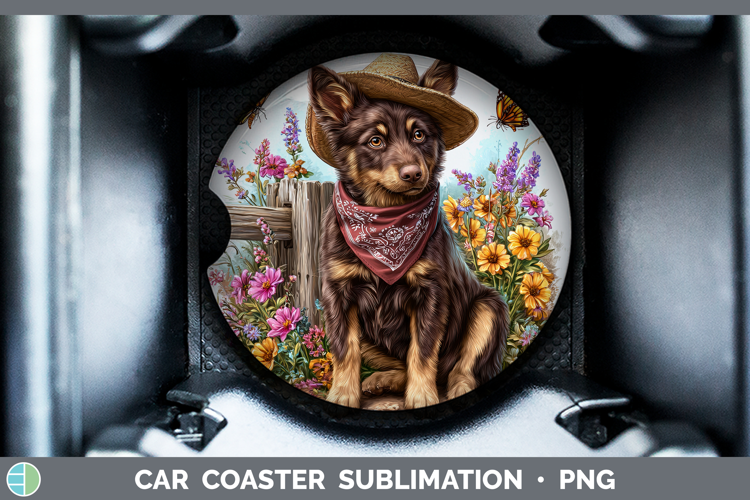 Australian Kelpie Car Coaster Dogs 01 Bandana Summer Sublima