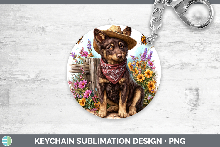 Australian Kelpie Keychain Dogs 01 Bandana Summer Sublimatio