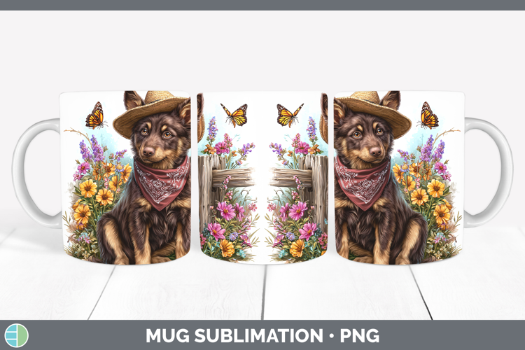 Australian Kelpie Mug Wrap Dogs 01 Bandana Summer Sublimatio