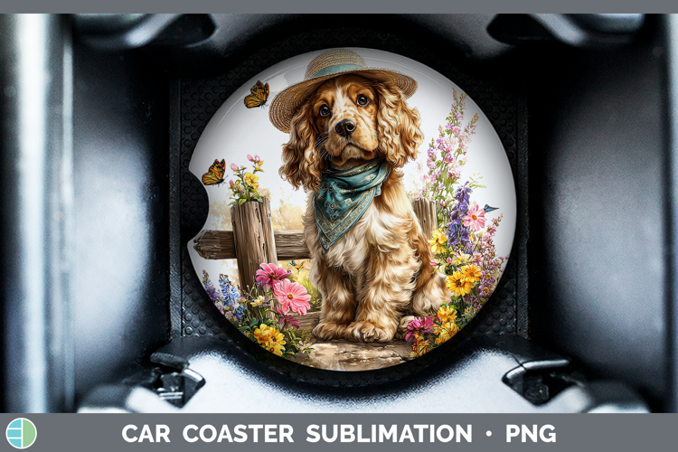 Cocker Spaniel Car Coaster Dogs 01 Bandana Summer Sublimatio