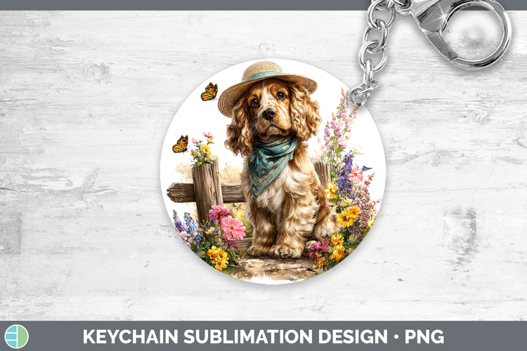 Cocker Spaniel Keychain Dogs 01 Bandana Summer Sublimation K