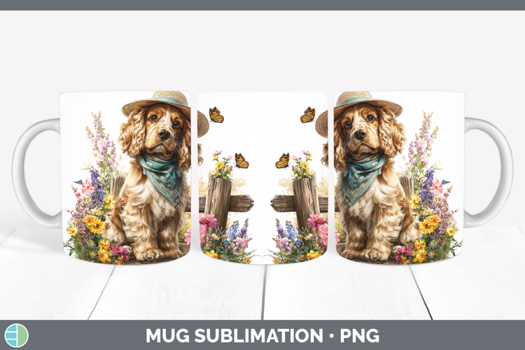 Cocker Spaniel Mug Wrap Dogs 01 Bandana Summer Sublimation C