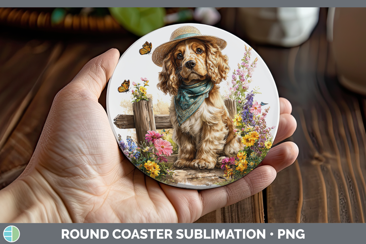 Cocker Spaniel Round Coaster Dogs 01 Bandana Summer Sublimat