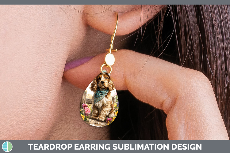 Cocker Spaniel Teardrop Earrings Dogs 01 Bandana Summer Subl