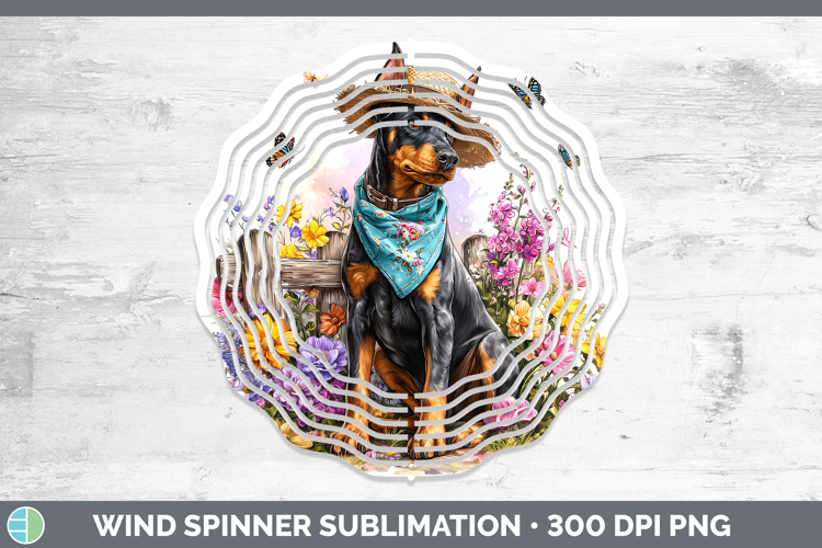 Doberman Pinscher Wind Spinner Dogs 01 Bandana Summer Sublim