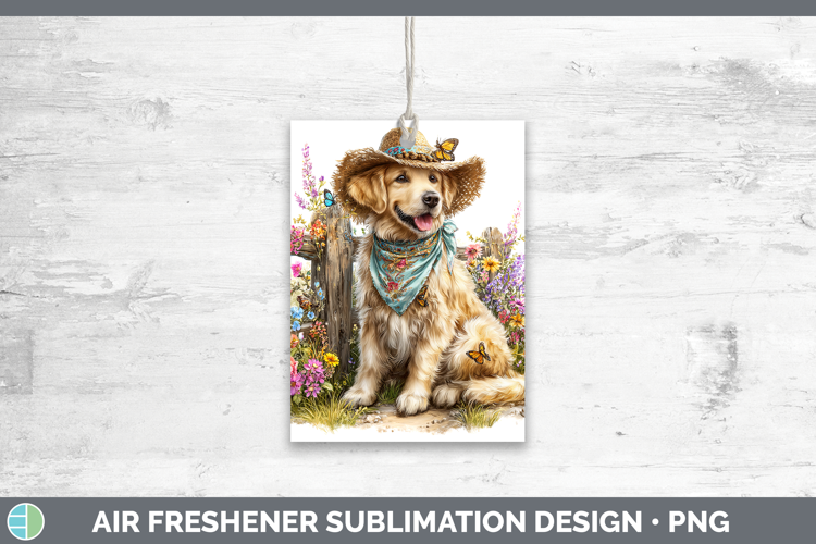 Golden Retriever Air Freshener Dogs 01 Bandana Summer Sublim