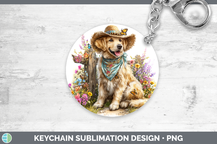 Golden Retriever Keychain Dogs 01 Bandana Summer Sublimation