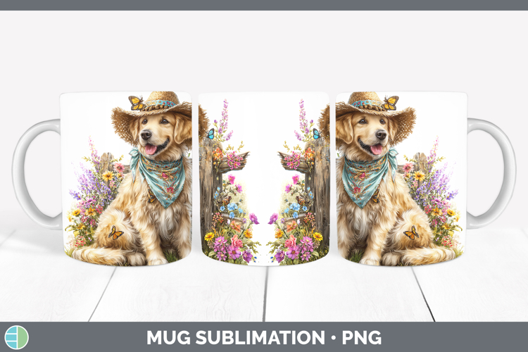 Golden Retriever Mug Wrap Dogs 01 Bandana Summer Sublimation