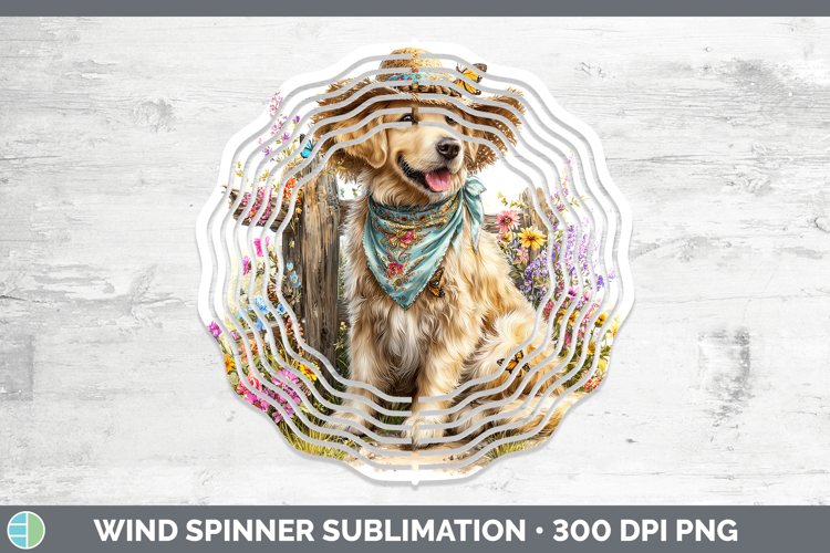 Golden Retriever Wind Spinner Dogs 01 Bandana Summer Sublima