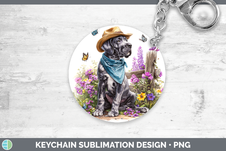 Great Dane Keychain Dogs 01 Bandana Summer Sublimation Keyri